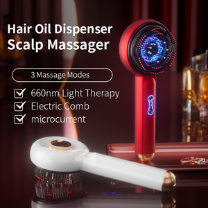 Alta Qualidade Nova Terapêutica Escova de Crescimento do Cabelo Pente Infravermelho para o Crescimento do Cabelo Massageador Escova para Cabelo com Óleo Dispenser - Product Image 5