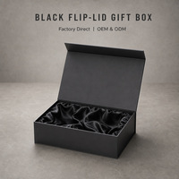 Boîte cadeau rigide noire personnalisée avec couvercle rabattable et intérieur doublé doux pour bijoux, cosmétiques, bougies, vente en gros