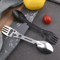Outils de survie en plein air, kit EDC multifonctionnel 10 en 1, fourchette, couteau, ouvre-boîte pratiques