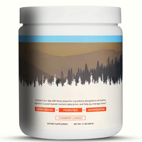 Complément Alimentaire Superfood Bio à Base de Spiruline Marque Blanche - Probiotiques, Herbes Ayurvédiques, Peptides de Collagène, Limonade Fraise OEM