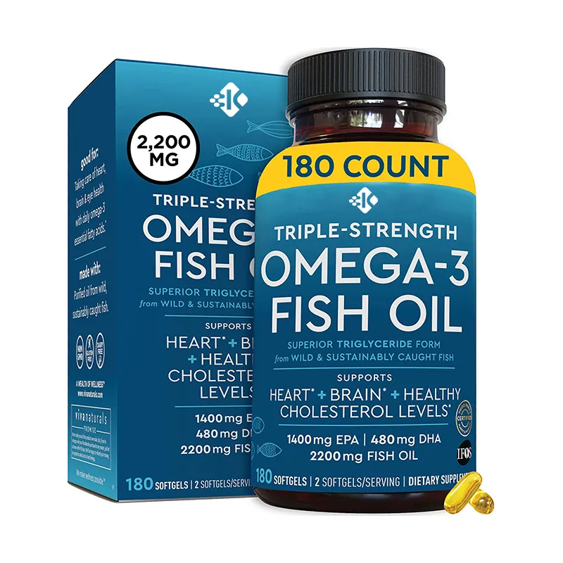 Private Label Support Herz-und Gehirn gesundheits ergänzung mit EPA & DHA Bio 1000mg Fischöl Omega 3 Kapseln