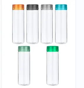 चीनी क्लासिक परिपत्र दौर ढक्कन के साथ 550ml पारदर्शी प्लास्टिक की पानी की बोतल