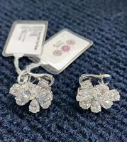 Anting-anting Perak Sterling 925 Grosir dengan Hiasan Bunga dan CZ, Potongan Multi Sisi, Anting-anting Pernikahan Pengantin, Perhiasan Mewah