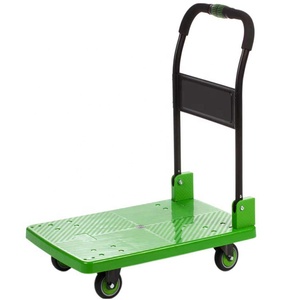 Chariots à plateforme pliables, chariots industriels, chariots à double poignée, chariots silencieux, chariots à roues en acier vert, chariots à charge lourde - Product Image 1