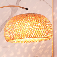 Lampe de sol moderne en bambou avec abat-jour en papier, LED, culot E26, hauteur réglable, intensité variable, CRI 90 Ra90, lumière blanc chaud doux, usage résidentiel