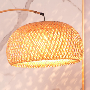 Modern Bamboo <b>Floor</b> <b>Lamp</b> Paper Dome Shade LED E26 <b>Base</b> Adjustable Height Dimmable CRI 90 Ra90 Soft Warm White Light Residential - Product Image 6