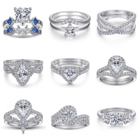Nouveautés : Bagues de fiançailles et de mariage hip-hop en argent sterling S925 plaqué rhodium, serties de zircone cubique ovale taille poire et pavé halo