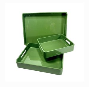 Plateau de service laqué moderne, durable et décoratif, rectangulaire, pour aliments, boissons, service à thé et décoration intérieure - Product Image 1