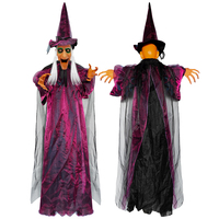 Décoration d'Halloween Sorcière Violette Activée par la Voix, Bave Ouverte, Lumineuse et Crissant, pour Salle d'Évasion Hantée, Fête, Vente en Gros, Personnalisable