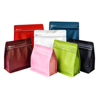 Sacs refermables à fond plat avec fermeture éclair, personnalisés, 100g, 250g, 500g, 1kg, pour café en grains, aliments, en-cas