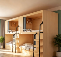 Lit superposé durable en métal et bois pour hôtel et appartement, lit superposé double capsule spatiale, mobilier de dortoir, direct usine