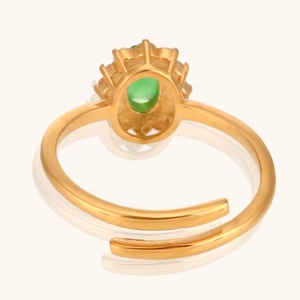 Dingran 2024 новые модные ювелирные изделия из нержавеющей стали Регулируемые кольца ювелирные изделия Позолоченные Красочные цветы циркон кольцо - Product Image 5