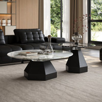 Table basse ronde en marbre blanc de style italien luxe léger, table centrale en pierre, idéale pour salon, villa et mobilier d'hôtel