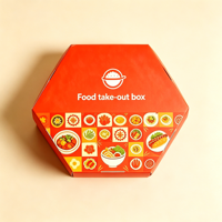 Boîte hexagonale pliable aseptique en papier kraft recyclable, fabriquée sur mesure en usine, avec une forme unique, grande capacité pour l'emballage à emporter