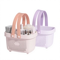 Panier de douche rectangulaire portable avec poignées, en plastique, style minimaliste, modèle Five Thousand Three Hundred Storage