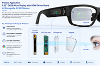 Micro-afficheur OLED en silicone de 0,23 pouce, 5000 nits, 3255 PPI, panneau micro OLED AMOLED pour lunettes intelligentes AR à guide d'ondes HMD