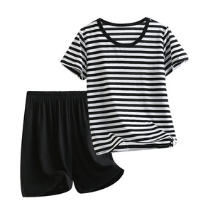 Ensemble d'été pour frères et sœurs, vêtements pour enfants en modal, ensemble de shorts rayés, ensemble de vêtements pour jumeaux, garçons et filles - Product Image 6