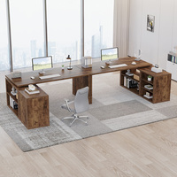 Bureau de direction en forme de L moderne et personnalisable, bureau de forme L réversible en bois avec étagères de rangement pour le bureau à domicile