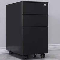 Muebles de Oficina, Pedestal Móvil, Gabinete de Almacenamiento Móvil de Acero, 3 Cajones, Archivador Móvil con Ruedas