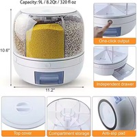 Boîte de rangement pour céréales à 6 compartiments antidérapante, étanche à l'humidité, anti-insectes, avec couvercle amovible, pour la cuisine, le riz, les céréales, les haricots