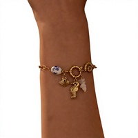Bracelet Gaovo d'été en perles d'océan, en acier inoxydable, avec pendentifs coquillage et hippocampe, bijoux vintage tendance pour femme
