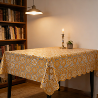 Nouvelle Arrivée 2026 – Nappe en PVC Doré Imperméable et Anti-Huile à Motifs Floraux, Jetable, avec Logo Personnalisé pour Restaurants – Vente en Gros