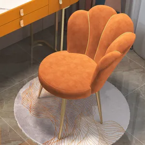 Luxury Bedroom Makeup Arm Chair Cream Orange Velvet Chair