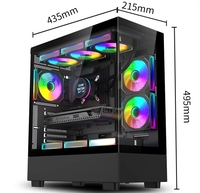 SNOWMAN CS087 Tempered Glass ATX Black & White Computer Case & Mid Tower PC Case With 9 Fans