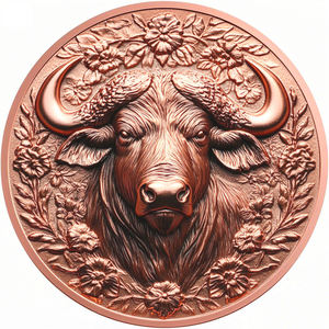 Hoog reliëf 3D 999 puur koper 1 troy ounce dierenmunt medaille collectie groothandel Afrikaanse buffel wildbescherming munt - Product Image 1