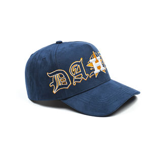 Оптовые спортивные замшевые черные кепки с вышитым логотипом, сатиновой подкладкой, замшевая кепка-бейсболка с <span class=keywords><strong>5</strong></span> панелями - Product Image 4