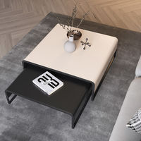 2025 nouveauté dessus en cuir PU maison moderne Table centrale conceptions pieds en acier au carbone Unique salon Table centrale