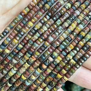 <span class=keywords><strong>Pierre</strong></span> <span class=keywords><strong>naturelle</strong></span> de jaspe Red Creek, forme galet, 2x4mm, à facettes, Haixi, pour la création de bijoux raffinés et tendance, environ 380mm - Product Image 4