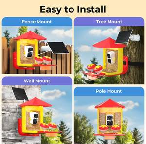 Alimentador inteligente <span class=keywords><strong>de</strong></span> colibrí con energía solar con cámara ajustable, monitoreo <span class=keywords><strong>de</strong></span> <span class=keywords><strong>video</strong></span> HD, conectividad inalámbrica para observación <span class=keywords><strong>de</strong></span> aves <span class=keywords><strong>de</strong></span> jardín - Product Image 3