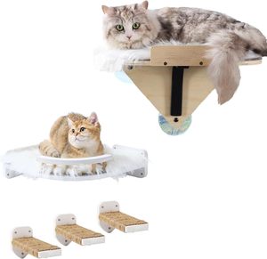 Perchoir de fenêtre pour chat en bois de ferme moderne Mobilier pour chat fabriqué à la main avec lit hamac pour fenêtres Matériau en bois durable - Product Image 2