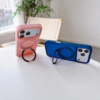 Coque de téléphone magnétique mate avec support rotatif à 360° pour iPhone 17 Pro Max, coque hybride antichoc avec béquille pour iPhone 18 16 15