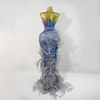 Robe de scène de luxe argentée avec ailes de papillon 3D - Robe de performance scolaire de danse britannique à fente haute et strass lourds