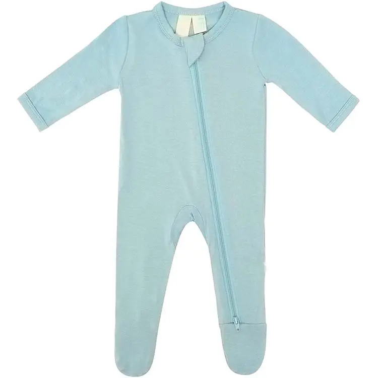 Hot Selling Dual Zipper Closure Grip Feet Soft Bamboo Rayon Footie 0-24 Months Baby Pajama