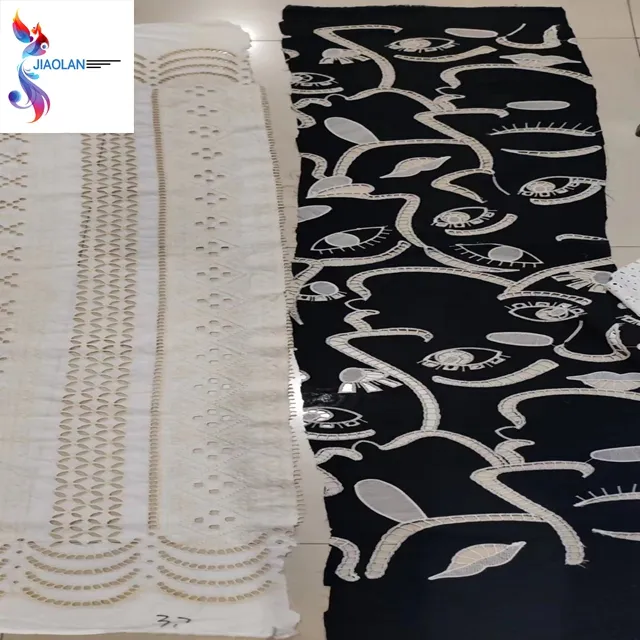Venta caliente productos listos tejidos 100% algodón 9088 punzón bordado stock lote tela en China