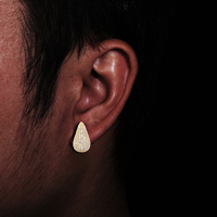 Boucles d'oreilles clous en forme de larme en moissanite glacée, or blanc 18 carats, argent sterling 925, boucles d'oreilles de luxe tendance, imitation goutte d'eau