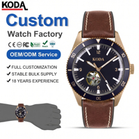 Montre mécanique automatique pour homme avec logo personnalisé OEM, squelette, or rose, étanche, ronde, vente en gros