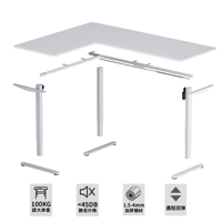 Bureau d'angle ergonomique électrique réglable en hauteur avec deux moteurs et trois pieds, en forme de L, pour ordinateur