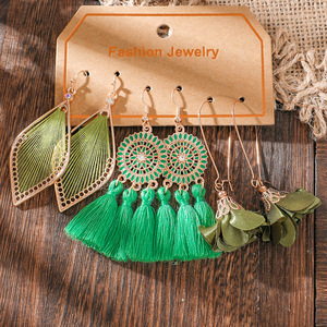 Boucles d'oreilles pendantes bohèmes en alliage plaqué bronze antique pour femme, motif végétal, idéales pour les soirées - Product Image 3