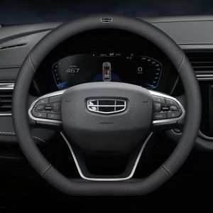 Housse de <span class=keywords><strong>volant</strong></span> de voiture avec logo 3D pour Geely Atlas Coolray Boyue NL3 Emgrand X7 EX7 SUV GT GC9, en cuir et fibre de carbone - Product Image 5