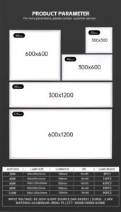 Ультратонкий 600x600 светодиодный плоский свет, полный спектр и высокий люмен для коммерческого/промышленного освещения - Product Image 6