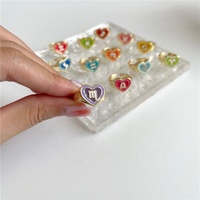 Bijoux Vintage Unique Émail Coloré 12 Con-stellations Zodiaque Double Couche Coeur Réglable Ouvert Doigt Anneau Goutte À Goutte D'huile