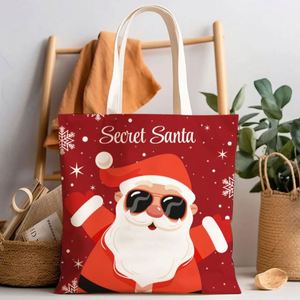 Sacs de shopping à bandoulière en RPET écologiques avec logo personnalisable, sacs fourre-tout en toile de coton pliables et tendance pour Noël, avec poignées en PC - Product Image 1
