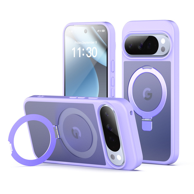 Business Design TPU+PC Shockproof Anti-Fingerprint Phone Cases for Google Pixel 10 Pro XL/10/10 Pro/9/9 Pro XL Magnetic Ring