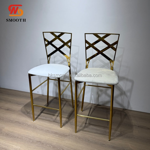 SMOOTH Modern Luxury Banquet Bar Furniture Chair Metal Stainless Steel Golden Bar X-<b>Back</b> Bar <b>Stool</b> Wedding Party <b>Stool</b> Chair - Product Image 4