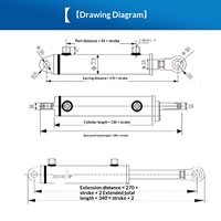 Vérin hydraulique 5 tonnes, type double-oreille, alésage 63, pour levage d'huile, machine de chantier, vérin bidirectionnel, personnalisé