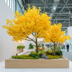 Nouvel arbre artificiel de ginkgo de 2,5 m, 2,8 m, 3,6 m de haut avec des feuilles jaunes pour la décoration intérieure et extérieure, plante en soie réaliste - Product Image 2